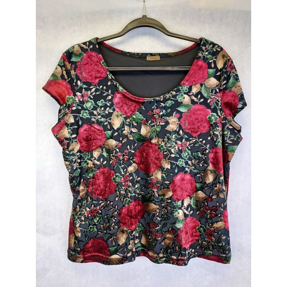 Clientele Velvet Burnout Top Women M Roses Boho Whimsigoth Fairy Festival Witchy